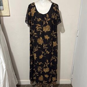 Lane Bryant Gold Maxi Dress Short Sleeve Scoop Neck